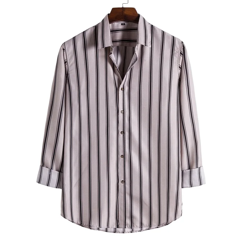 Men's Shirt Long Sleeve Hawaiian  Social Luxury Button Up Cardigan Blouses Wholesale 2021Single Breasted Turn-down Collar Broad