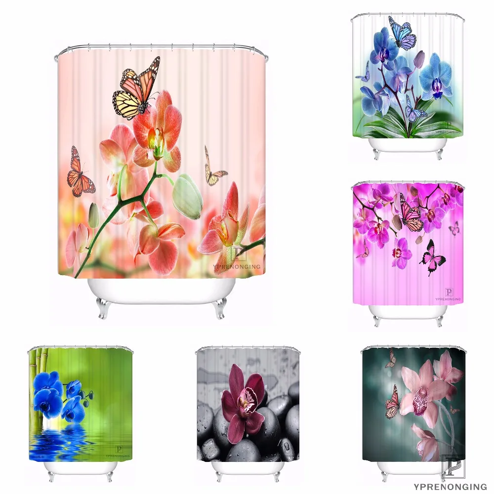 Заказной элегантный цвет цветок орхидеи Душ Ванна занавеска Mildewproof