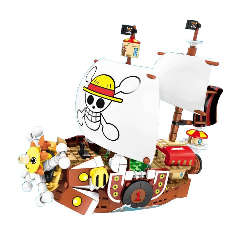 432 шт одна штука тысяча Солнечный Пиратский корабль Луффи Блоки Модель течинк
