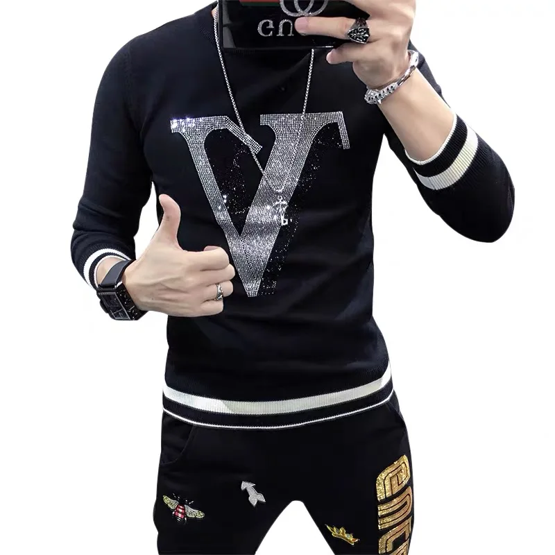 

Winter 2021 new high-quality letters men's casual O-neck pullover fashion slim sweater