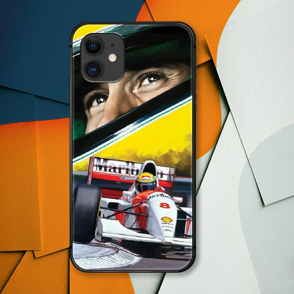 

Ayrton Senna F1 Racing Phone Case For IPhone 4 4s 5 5S SE 5C 6 6S 7 8 Plus X XS XR 11 12 Mini Pro Max 2020 black Bumper Painting