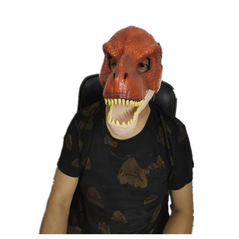 dinosaur world mask with opening jaw tyrannosaurus rex halloween cosplay costume kids party carnival props full head helmet free global shipping