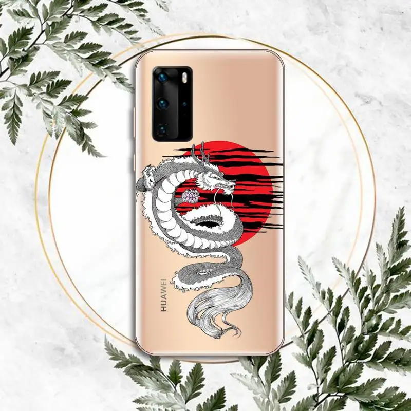

Fashion Dragon Animal Pattern Phone Case Transparent for Huawei P honor 8 10i 20 30 40 smart 2019