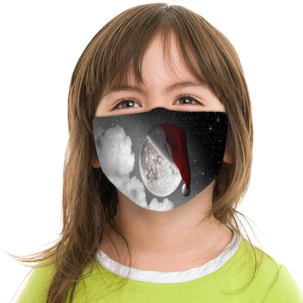 Christmas Printed Mask Print Children Breathable Cover Reuse Festival Facemask Respirator Earloop Washable Reusable | Красота и