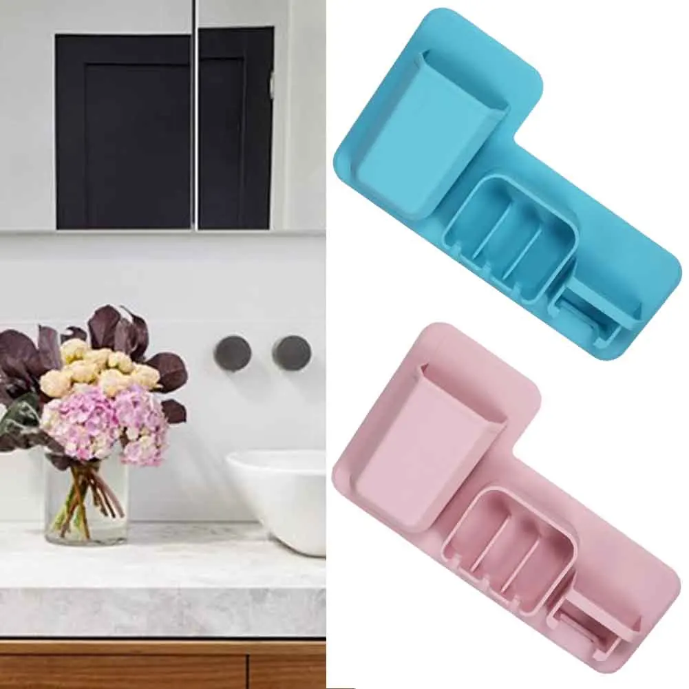 

Kitchen Space Saving Toothbrush Holder Toothpaste Rack Wall Mounted Soft Silicone Office Reusable Bathroom Organizer Shower