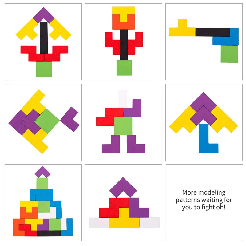 Головоломки волшебный Tangram детские деревянные развивающие игры хобби Детские