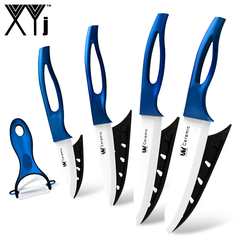 XYJ 3 &quot4&quot 5 &quot6&quot дюймовый кухонный нож с синей ручкой набор керамических ножей