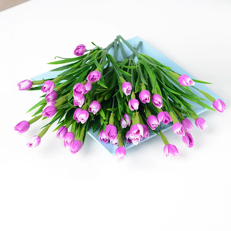 7 головок Искусственные тюльпаны цветы Декор Лаванда цвета PE Роза орех и хвост