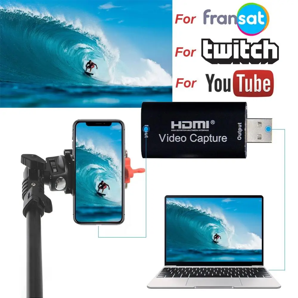 Мини карта видеозахвата 1080p USB 2 0 HDMI видео рекордер Адаптер 30fps Захват диск захват