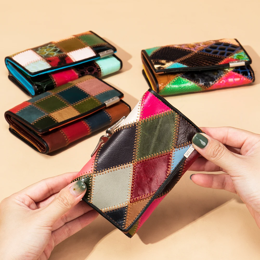 Женский кошелек WESTAL из натуральной кожи роскошный брендовый бумажник с узором