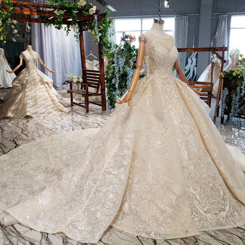 HTL789 бальное платье свадебное принцесса с круглым вырезом бисером аппликации