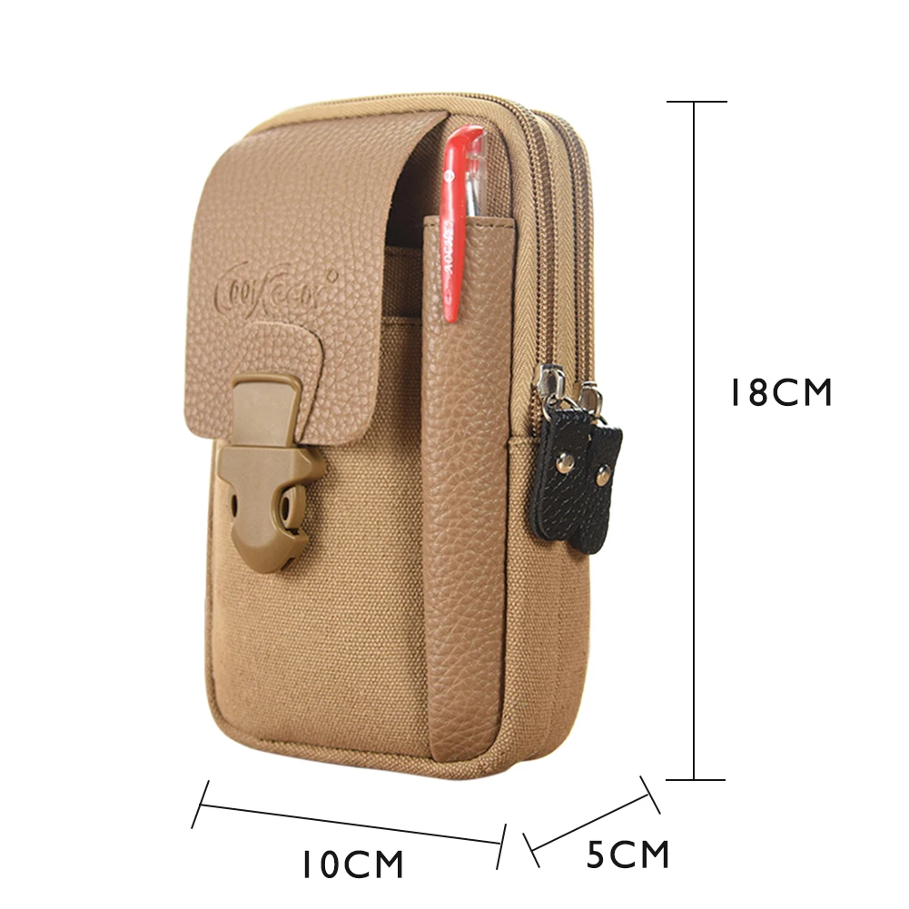 

Men Canvas Fanny Waist Bag Business Sports Casual Mobile Phone Belt Bum Pouch Wallet Elderly Male Zipper Outdoor Pocket