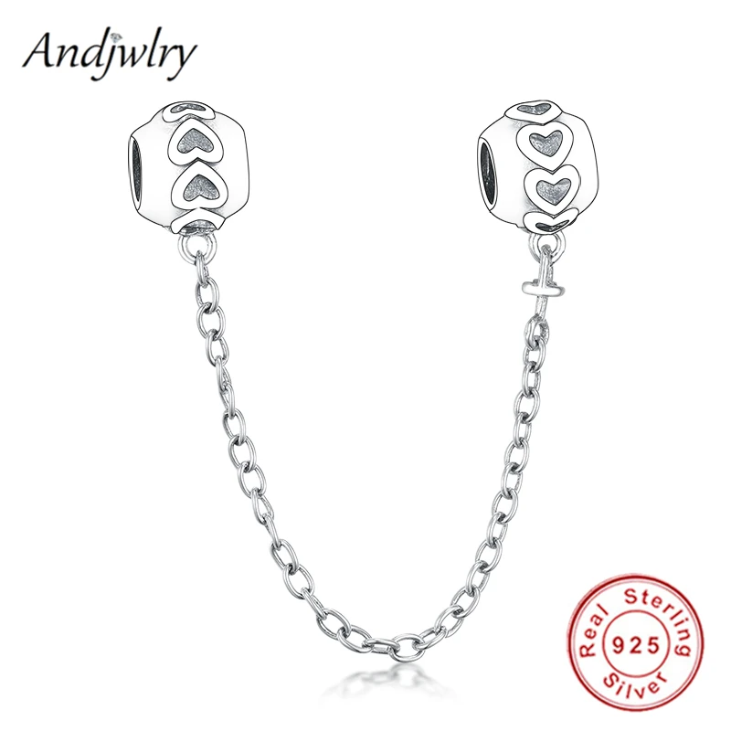 

Fit Original Pandora Charms Bracelet 925 Sterling Silver Band of Hearts Safety Chain Charm Bangle DIY Jewelry Women Berloque