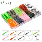 DONQL 2040PcsBox Shiner Fishing Lures Silicone Double Color Soft Lures T-tail Wobblers Baits Artificial Carp Fishing Tackle