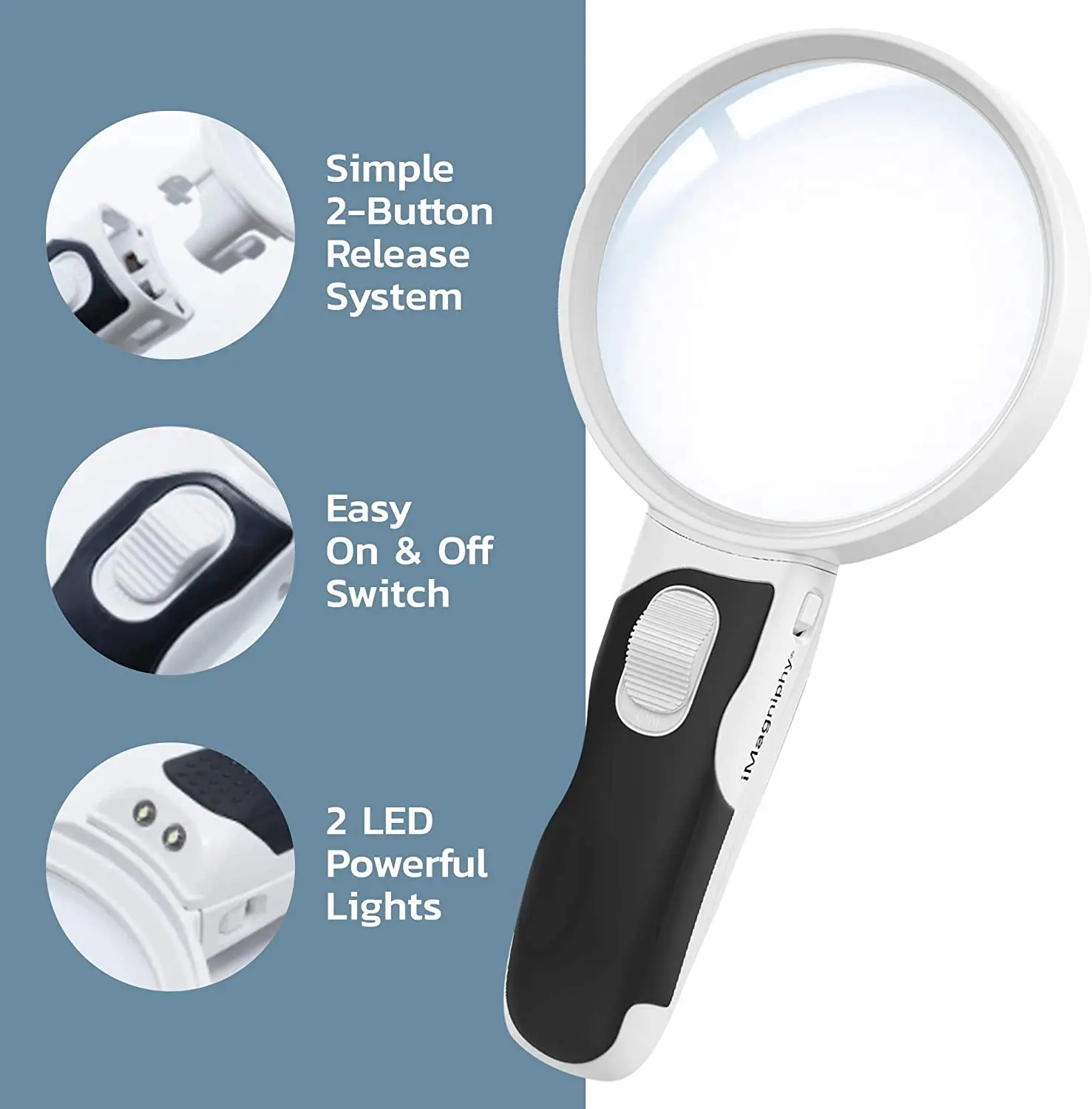 

2 Lens & LED Light: 5x & 10x Handheld Magnifying Glasses with Light for Seniors with Macular Degeneration for Reading, Soldering