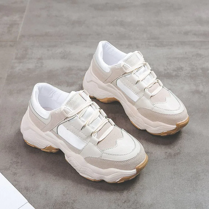 

Women's Sports Shoes Female Slip-resistant And Wear-resistant Shockproof PU Running Shoes Student White Fall/winter Rest Shoes