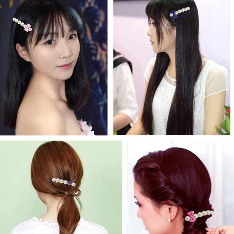 

5 colors Classic lady small fresh bow hairpin a word pearl hairpin simple headwear headbands for women