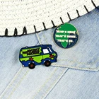 Эмалированные булавки The Mystery Machine, броши на лацкан с изображением дорожного автобуса, карты земли, зеленые натуральные приключения, значок на открытом воздухе, ювелирные изделия, подарки