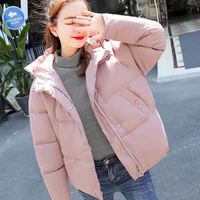 winter jacket fashion new women slim short cotton hooded coats jacket simple design warm thicken casual solid down parka