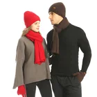 Трикотажная зимняя шапка и шарф, набор перчаток для мужчин и женщин, шапка, шерстяные шапочки, женские шапки и шарфы, комплект из трех предметов, сохраняют тепло