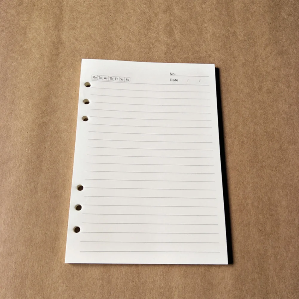 

80 Pages A5 Loose-leaf Filler Paper 6-Hole Spiral Notebook Paper Replacement for Men