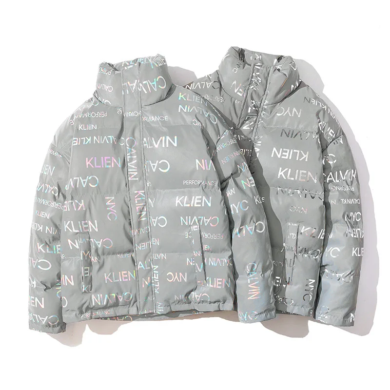 

clothes fashion brand Korean version cool cotton padded clothes men's reflective winter coat cotton padded jacket