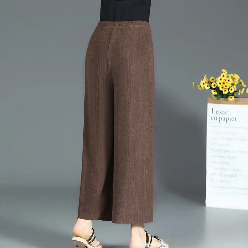 

Women 2021 Spring Summer Fashion Middle-aged Loose Pants Female Casual Wide-leg Pants Ladies Solid Color Thin Trousers L251