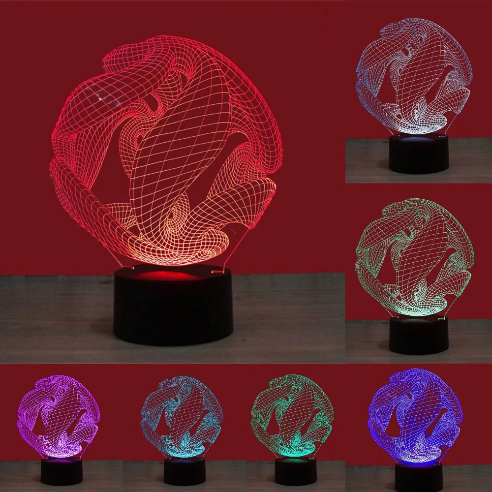 

3D Spacetime Warp Night Lights 7 Colors Abstract Illusion Lamps Remote Control Baby Xmas Gifts for Boys Math Lovers Girls Teens