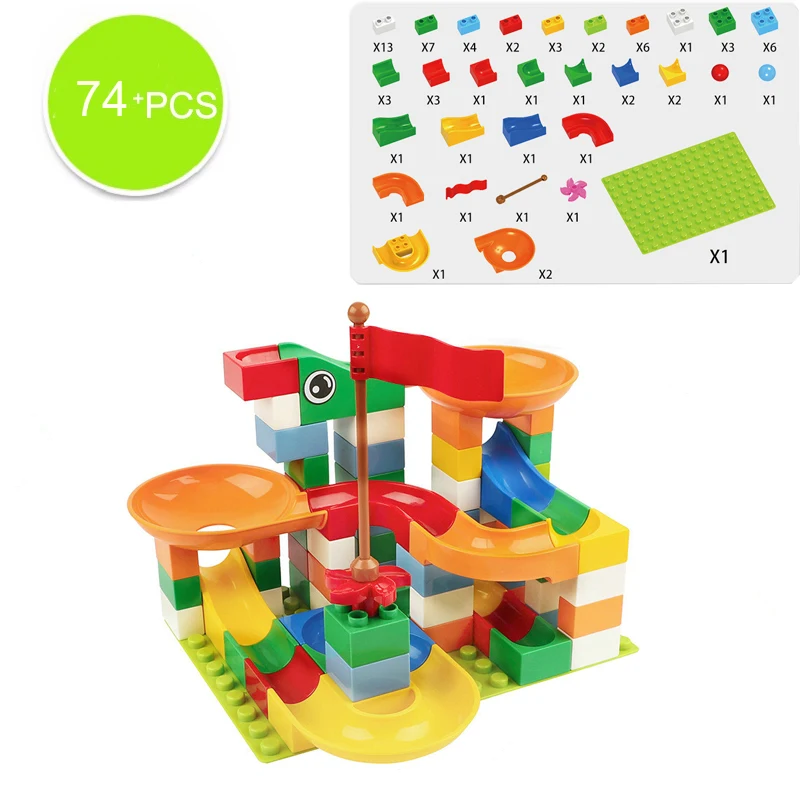

74/148/222/296Pcs Marble Race Run Block Compatible LegoINGlys Duploed Building Blocks Funnel Slide Blocks DIY Child Bricks Toys
