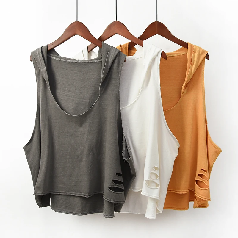 Женская хлопковая футболка с капюшоном V-образным вырезом | одежда