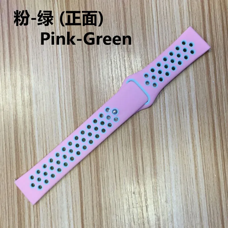 pink green 22 мм 20 мм спортивный ремешок для samsung galaxy Watch 46 мм 42 мм gear S3 Frontier классический ремешок huami amazfit bip huawei GT 2 - Цвет ремешка: pink green