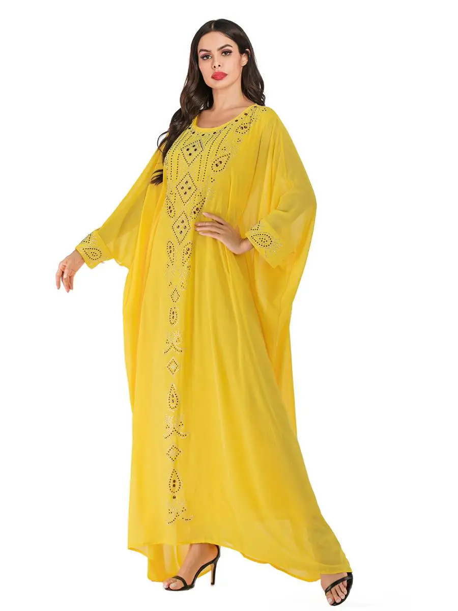 Платье-макси с рукавом летучая мышь Farasha Abaya Jilbab длинное мусульманское платье