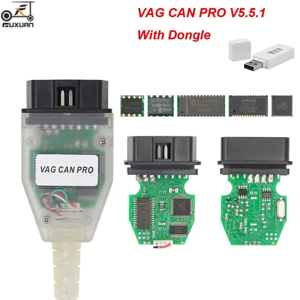 

VAG CAN PRO V5.5.1 with FTDI FT245RL Chip VCP OBD2 Diagnostic Interface USB Cable Support Can Bus UDS K Line Works for VW/AUDI