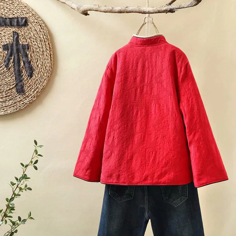 Китайский мандарин цветная Парка женская наклонная пластина Кнопка жаккардовый