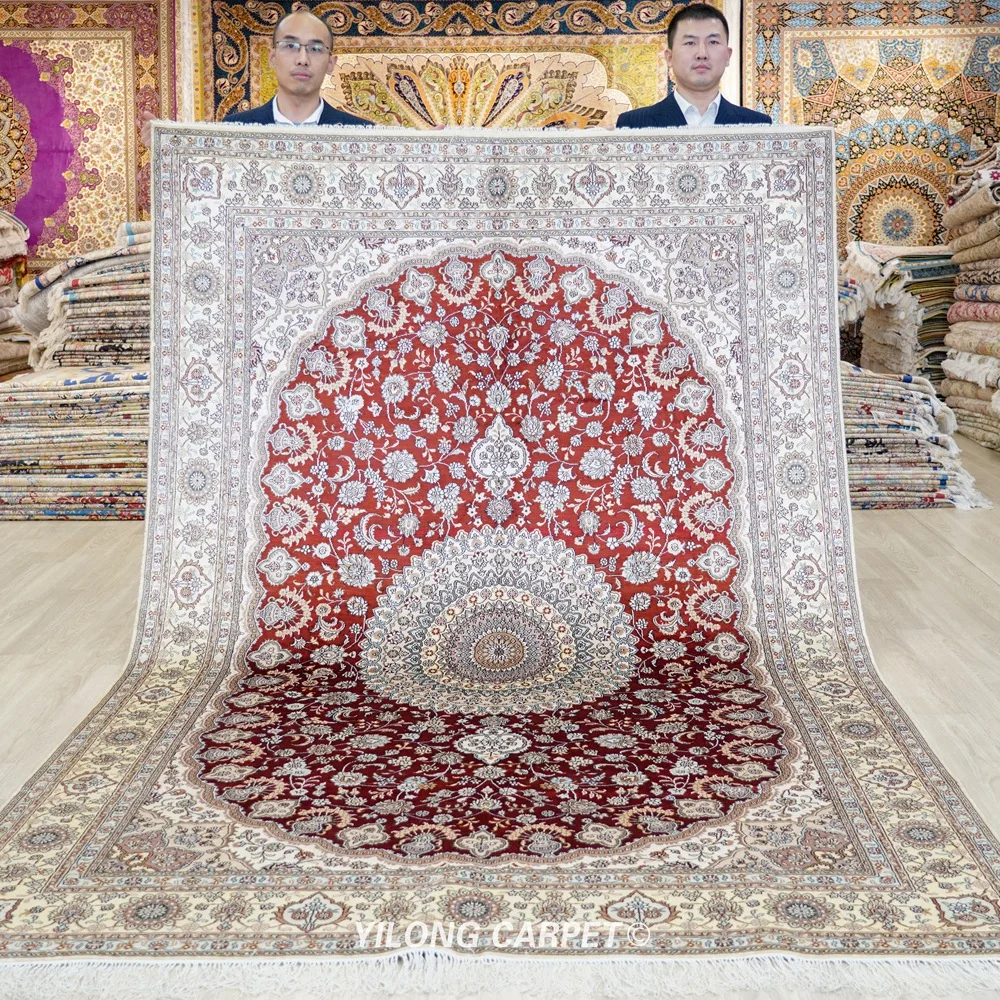 

6'x9' Persian Silk Carpet Vantage Exquisite Luxury Red Medallion Turkish Silk Rug (YHW77B)
