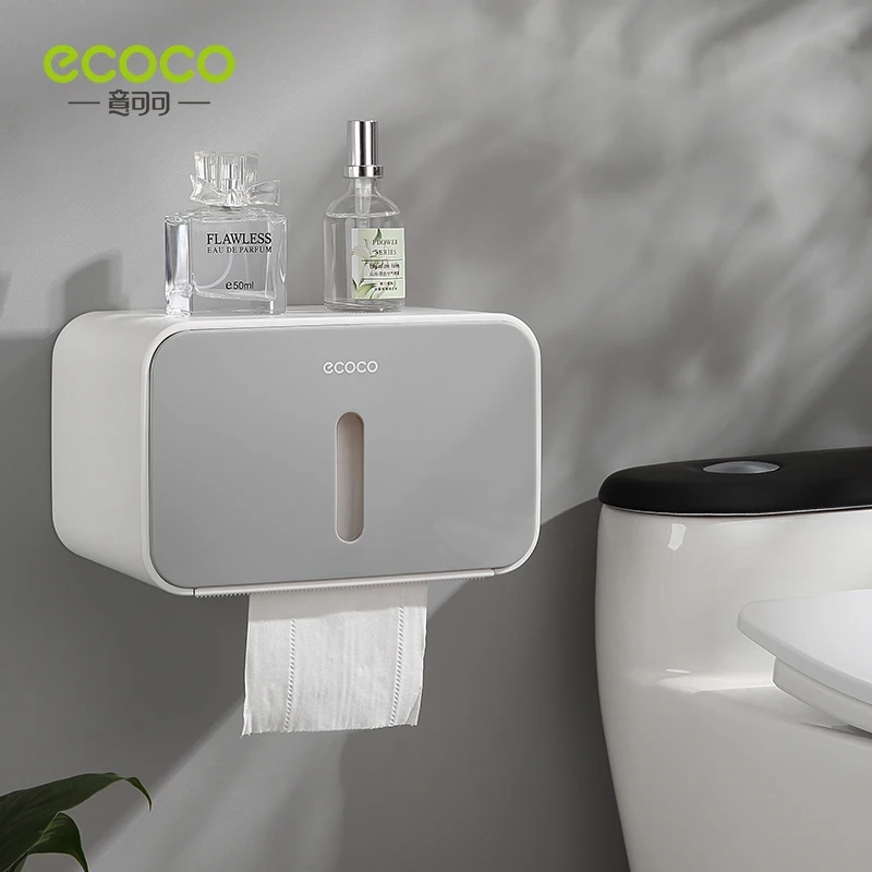 ecoco waterproof paper towel box wall mounted non punching creative simple design home bathroom accessories items placement rack free global shipping