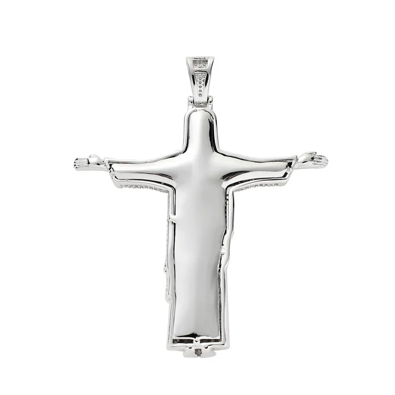 Iced Out Jesus Cross Большая подвеска мужское ожерелье в стиле хип хоп 2 вида цветов модное