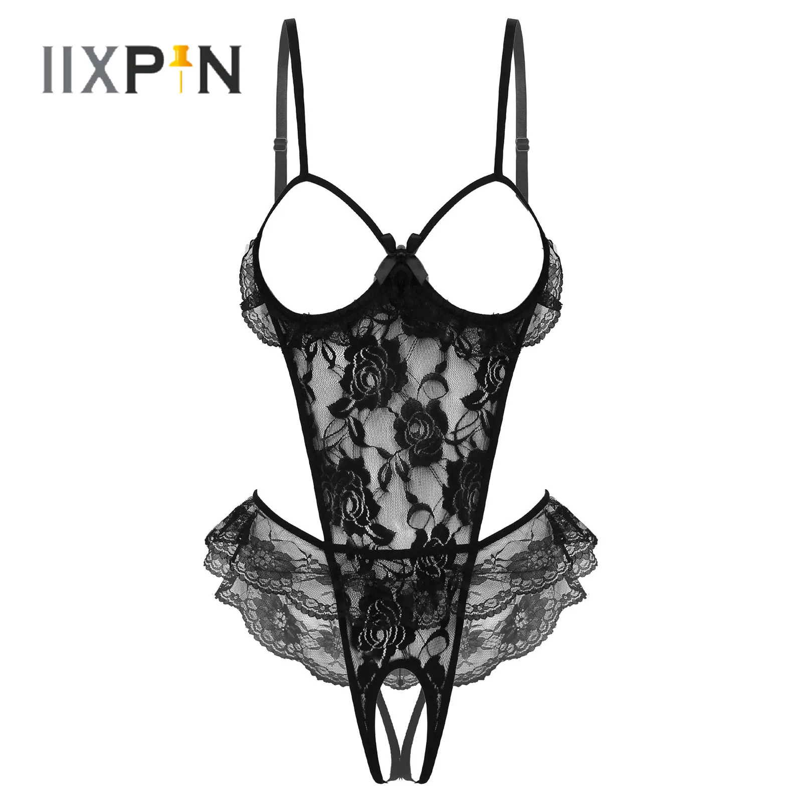 

Женские сексуальные прозрачные цветочный кружевной комплект нижнего белья нижнее белье для секса в открытыми чашечками бюстгальтер на кос...