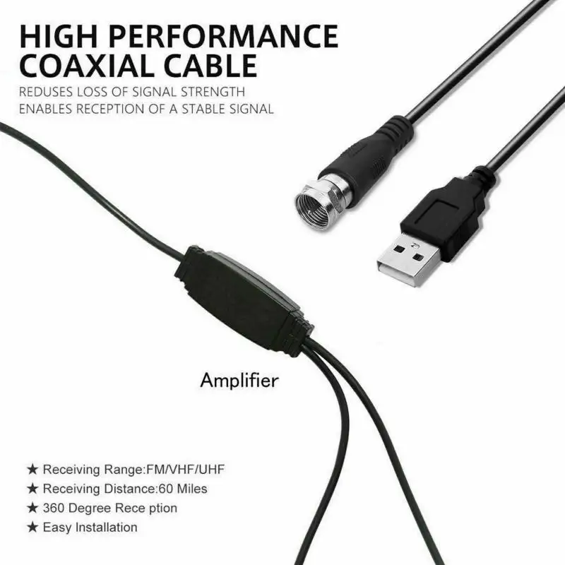 

Portable TV HDTV Antenna Aerial DVB-T Amplified 25dBi 200 Miles Range Indoor Car 1080P High Definition Caravan Digital Newset