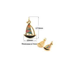 enamel sailboat charm used in jewelry making diy pendant necklace earrings key chain crafts accessories amulet