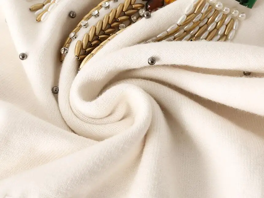 

2020 Winter Christmas Runway Women Pullovers Sweaters Luxury Beading Vintage Ladies Knitted Jumper Clothes p2056
