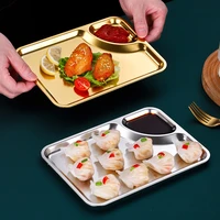 kitchen stainless steel sauce dipping tray dumplings snack ketchup vinegar dish compartment plates for food tableware container