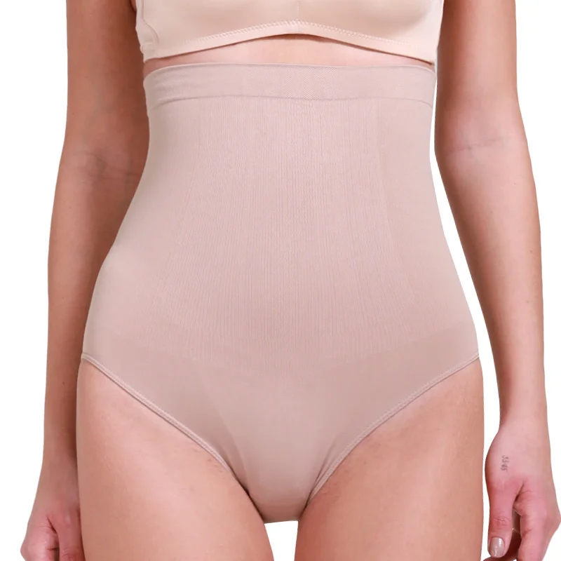 Для женщин Высокая талия Бесшовные трусы Postpartum Body Shaper прикладом животик Управление моделирующее белье Корректирующее утягивающее белье - Цвет: Nude