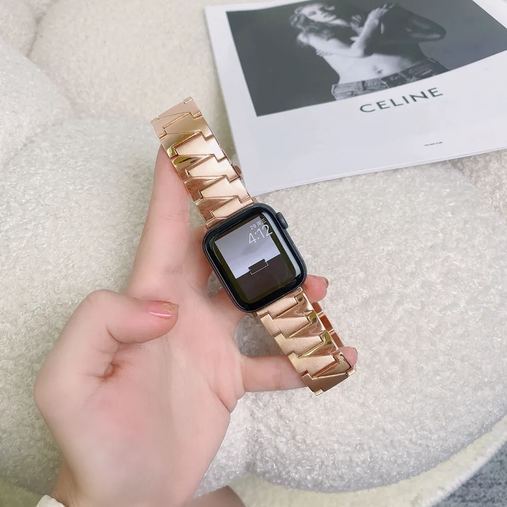 Ремешок стальной для Apple Watch SE7 6 5 4 3 2 1 38/42 мм браслет с зернистой поверхностью iwatch