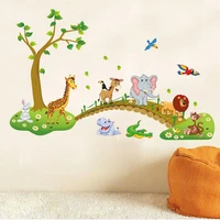large jungle animals elephant lion giraffe bird 3d wall sticker kids nursery decals girls bedroom mural hot sale