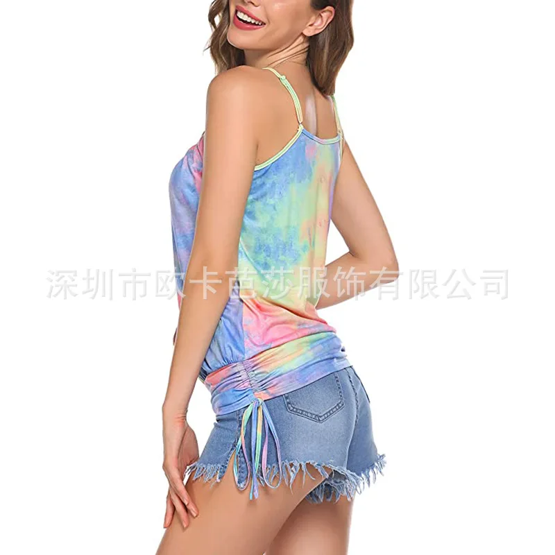 Пикантные ботинки без застежки на бретелях для Для женщин 2021 тай-дай градиент с