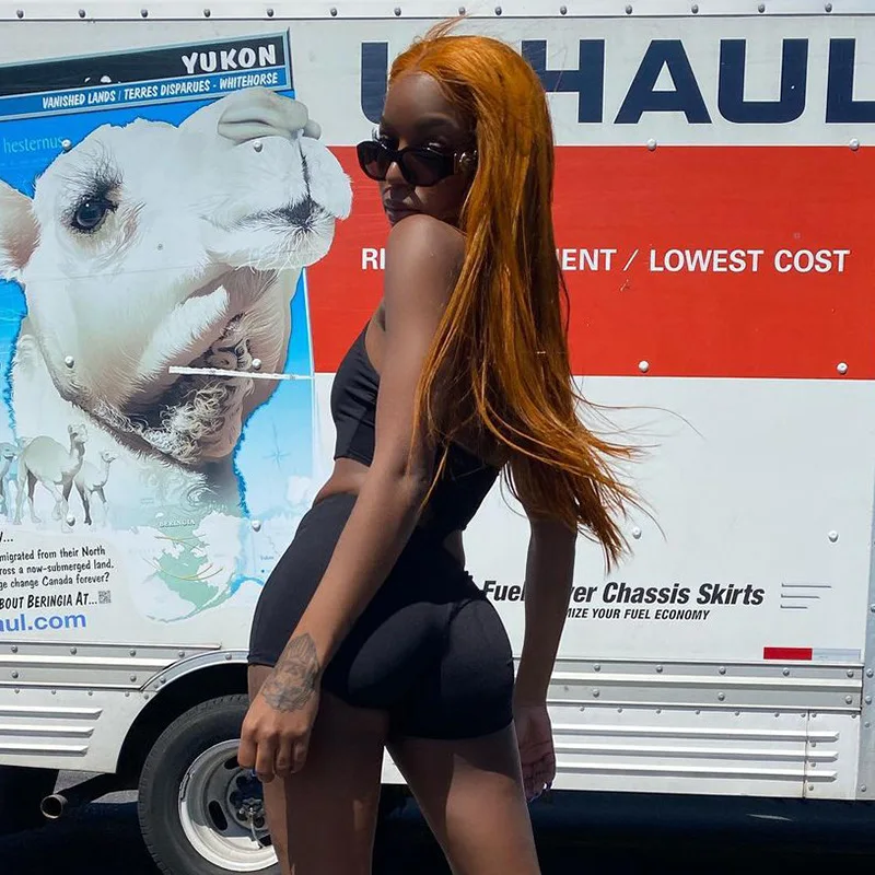 

CIBBAR Sexy Hollow Out Playsuit Women Summer Hipster Clubwear Sleeveless Connected Biker Shorts Overalls Fake Two Piece Street