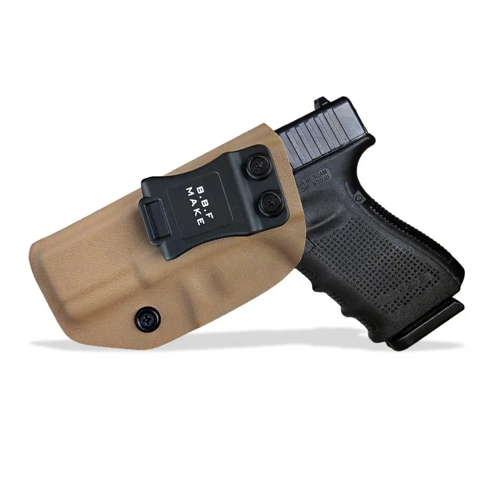 B.B.F Make IWB Тактический KYDEX пистолет кобура Glock 19 19X23 32 CZ P10 кобуры внутри скрытый поясной кейс для пистолета аксессуары сумка - Цвет: Glock 19 Tan Left
