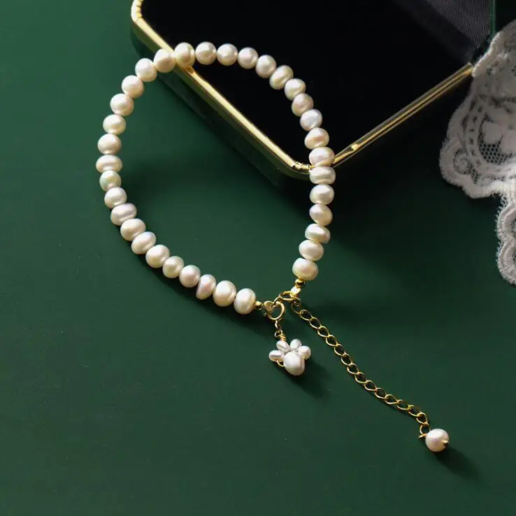 

Pearl Silver Bracelet 100% Real 925 Sterling Silver Bracelet Woman Style