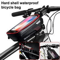 wild man hard shell bicycle bag waterproof frame front top tube cycling bag 6 5in phone case touchscreen mtb bike pack